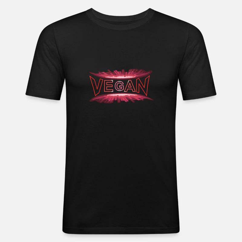 VEGAN-dynamic-style red - Männer Slim Fit T-Shirt - Schwarz