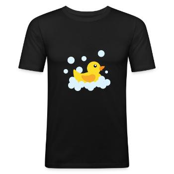 Badeente Gelbe Ente Quietscheente Gummiente Baden - Männer Slim Fit T-Shirt - Schwarz - Vorne - Nik (191cm)