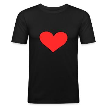Coeur rouge - T-shirt près du corps Homme - noir - Devant - Nik (191cm)