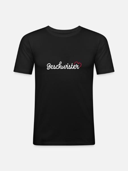 Geschwister - Männer Slim Fit T-Shirt - Schwarz