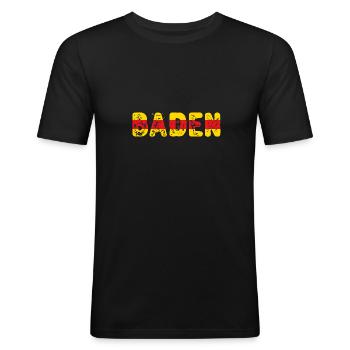 Baden | Badisch | Flagge | Wappen - Männer Slim Fit T-Shirt - Schwarz - Vorne - Nik (191cm)