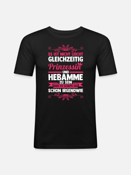 Geburtshelferin Hebamme - Männer Slim Fit T-Shirt - Schwarz