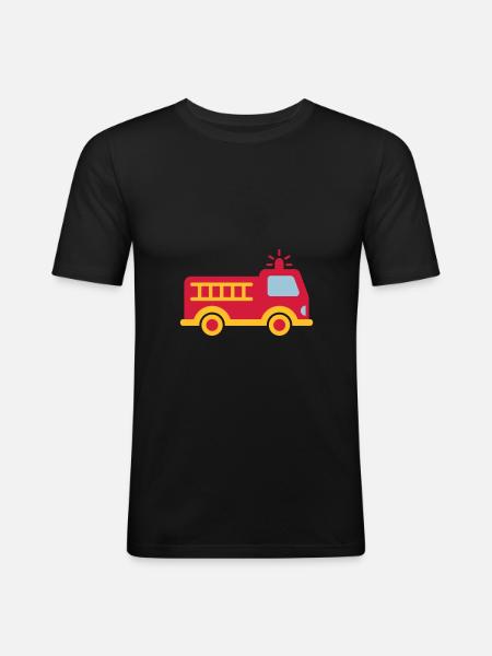 Feuerwehrauto mit Leiter - Männer Slim Fit T-Shirt - Schwarz