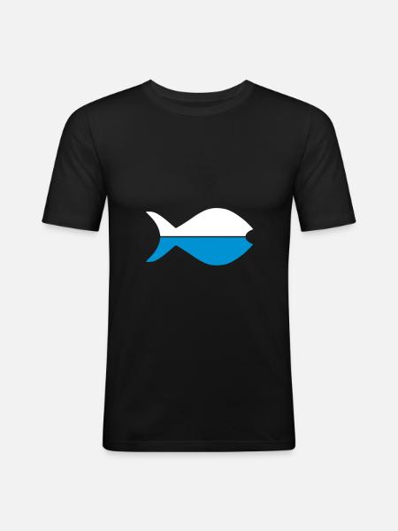 Zwei Fischhälften - Männer Slim Fit T-Shirt - Schwarz