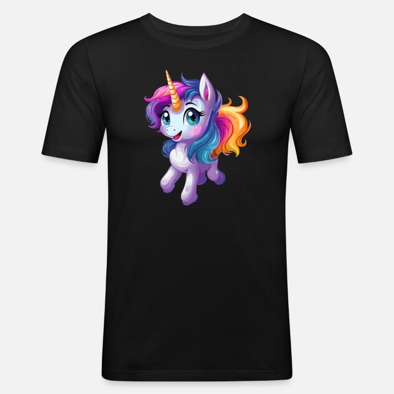 Süßes Einhorn Design - Männer Slim Fit T-Shirt - Schwarz
