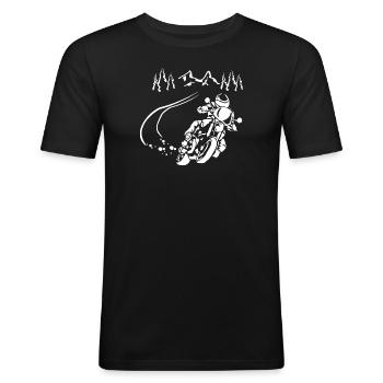 Excursion en moto avec des amis cadeau motard - T-shirt près du corps Homme - noir - Devant - Nik (191cm)