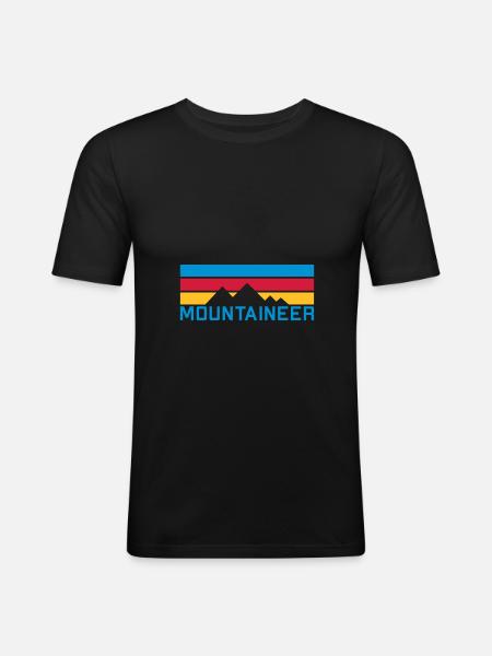 Mountaineer (mountains, beams) - Men's Slim Fit T-Shirt - black