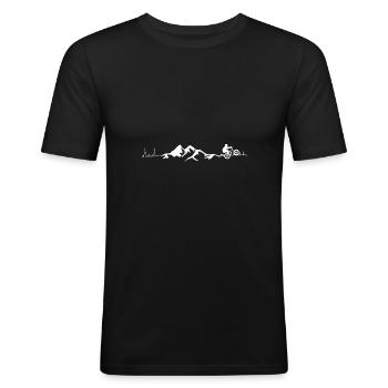 Heartbeat - Mountains - Mountain bikers - (4) - Men's Slim Fit T-Shirt - black - Front - Nik (191cm)