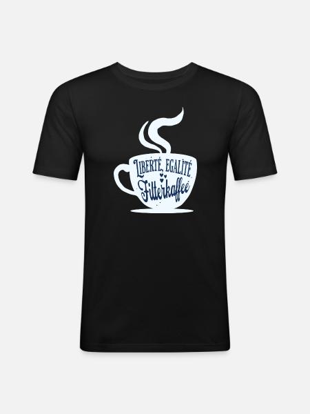 Kaffeetasse für Kaffeefans - Männer Slim Fit T-Shirt - Schwarz