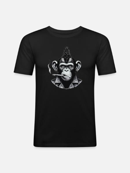 Punk Cigar Chimp - Men's Slim Fit T-Shirt - black