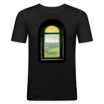Le chef-d’œuvre de la nature - T-shirt près du corps Homme - noir - Devant - Nik (191cm)