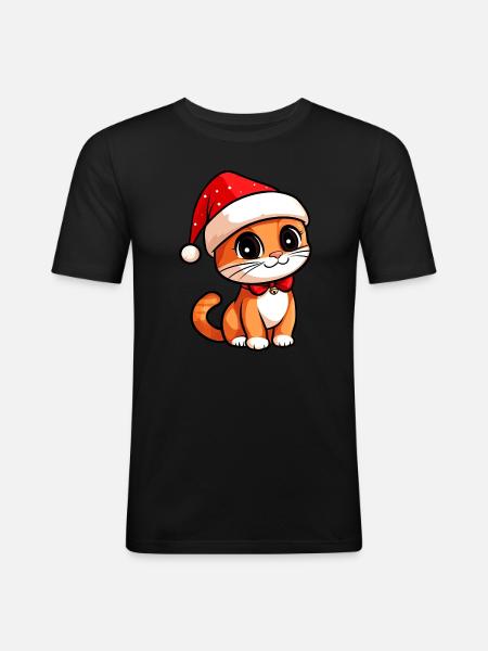 Christmas Kitten - Men's Slim Fit T-Shirt - black