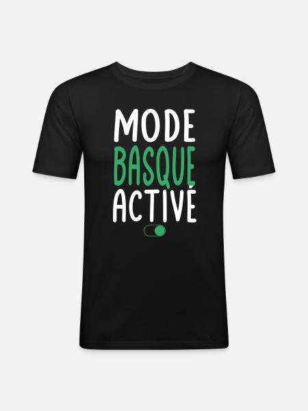 Mode Basque Activé - Idée Cadeau - T-shirt près du corps Homme - noir