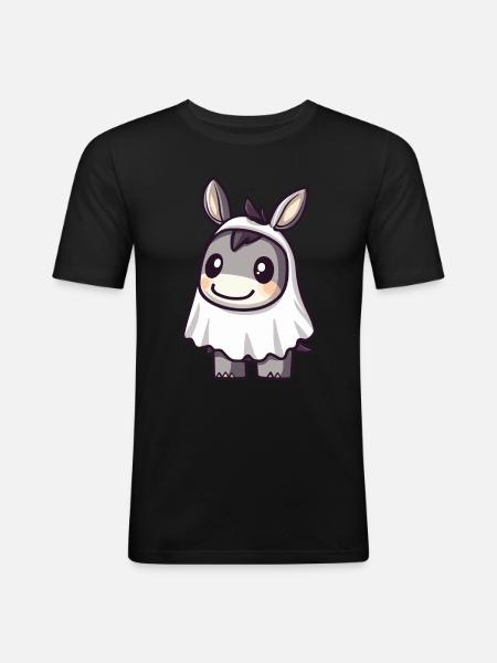 Donkey Halloween Funny Ghost - Men's Slim Fit T-Shirt - black