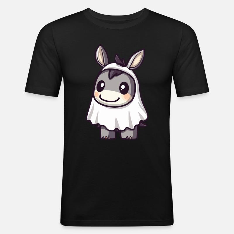 Esel Halloween Lustig Geist - Männer Slim Fit T-Shirt - Schwarz
