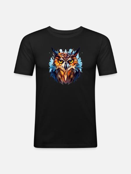 The Enigmatic Owl - Men's Slim Fit T-Shirt - black