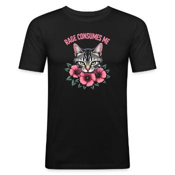 Rage Consumes Me Funny Catflower - Men's Slim Fit T-Shirt - black - Front - Nik (191cm)