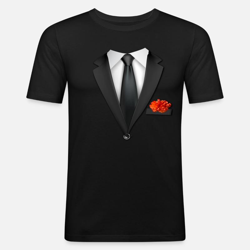 Krawattenanzug - Männer Slim Fit T-Shirt - Schwarz