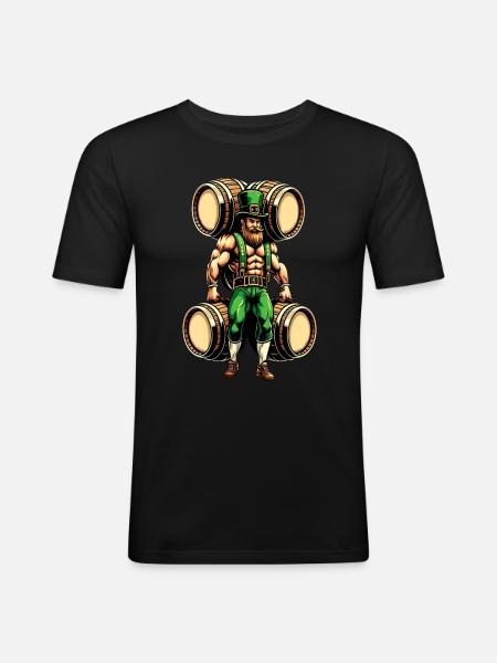 Strong Leprechaun (Irish Leprechaun) - Men's Slim Fit T-Shirt - black