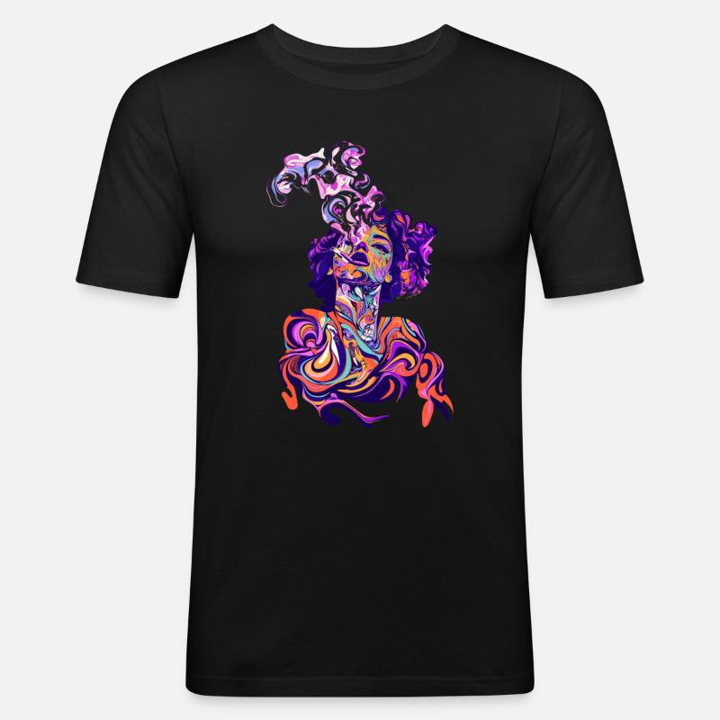 psychedelisch magic art - Männer Slim Fit T-Shirt - Schwarz