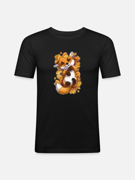 Cute baby fox - Men's Slim Fit T-Shirt - black