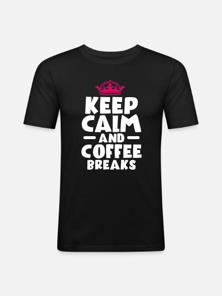 Kaffee - Männer Slim Fit T-Shirt - Schwarz