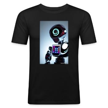 Robot Future Technology Science Android - T-shirt près du corps Homme - noir - Devant - Nik (191cm)