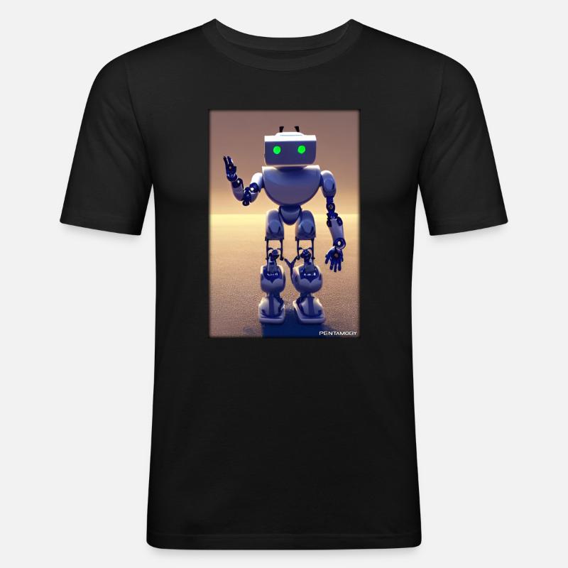 Robot Future Technology Science Android - T-shirt près du corps Homme - noir