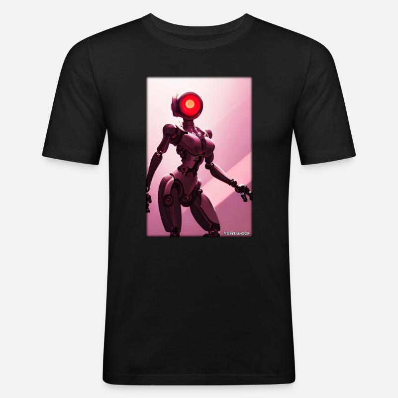 Robot Future Science Sci-Fi Machine - Men's Slim Fit T-Shirt - black
