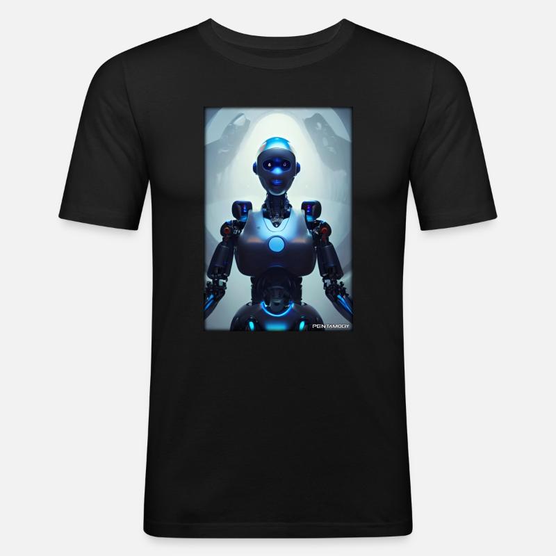 Robot Future Science Sci-Fi Machine - Men's Slim Fit T-Shirt - black