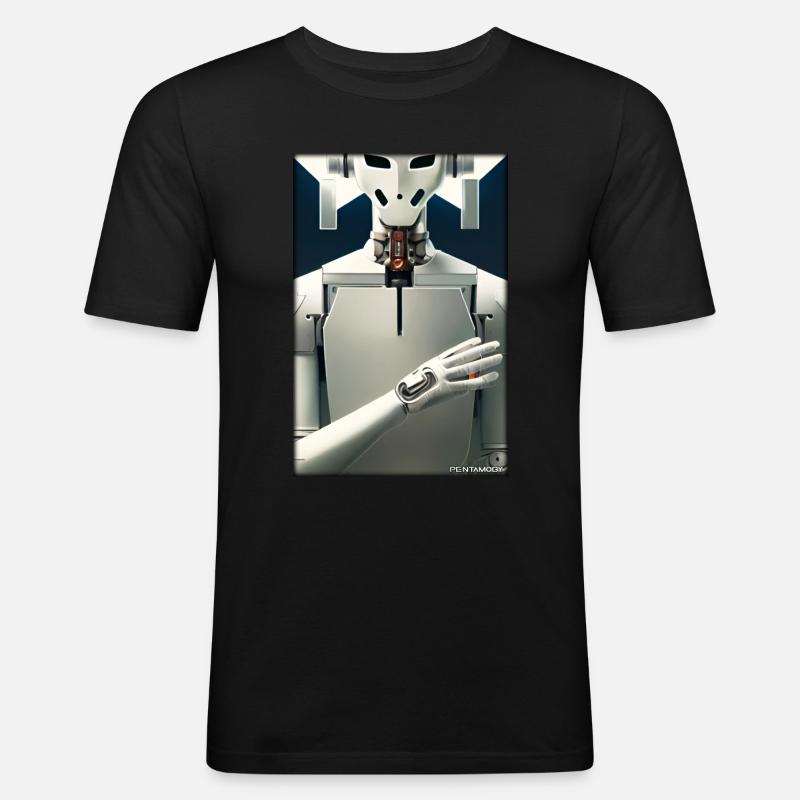 Robot Future Technology Science Android - Men's Slim Fit T-Shirt - black