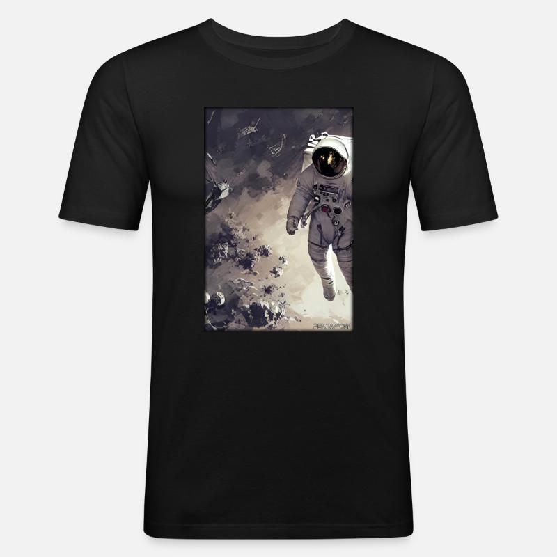 Astronaut Zukunft Sci-Fi Technik - Männer Slim Fit T-Shirt - Schwarz