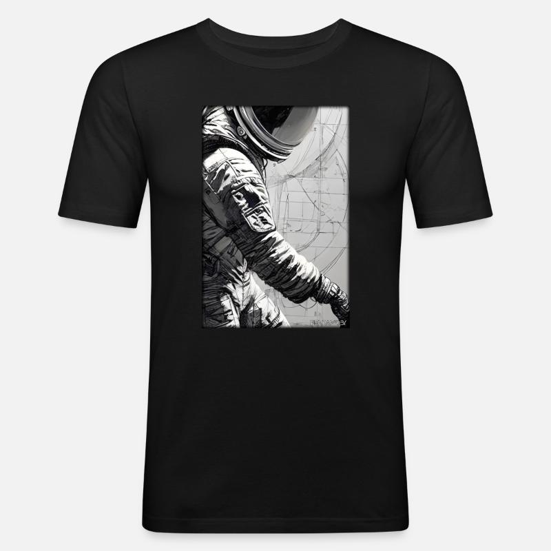Astronaut Zukunft Sci-Fi Technik - Männer Slim Fit T-Shirt - Schwarz