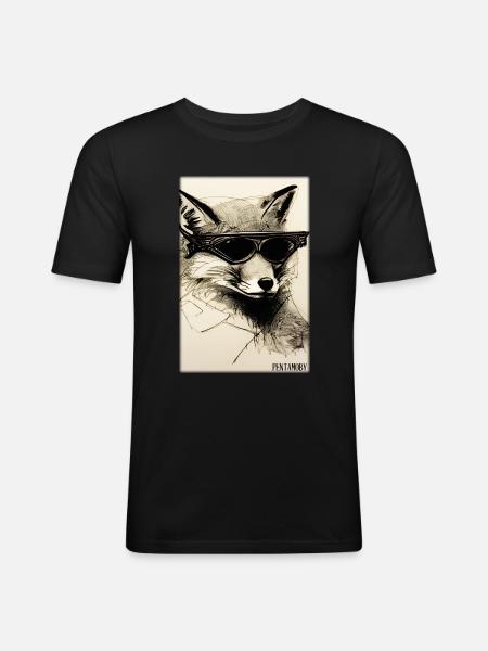 Fox Sunglasses Wildlife Forest Animals Wilderness - Men's Slim Fit T-Shirt - black
