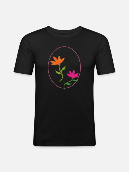 Easter egg with two flowers - Men's Slim Fit T-Shirt - black