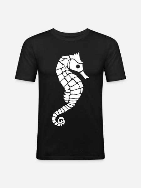 White seahorse - Men's Slim Fit T-Shirt - black