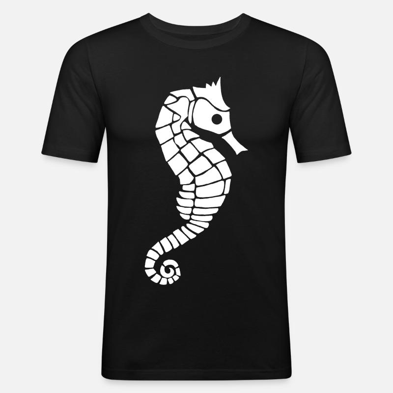 Weißes Seepferdchen - Männer Slim Fit T-Shirt - Schwarz