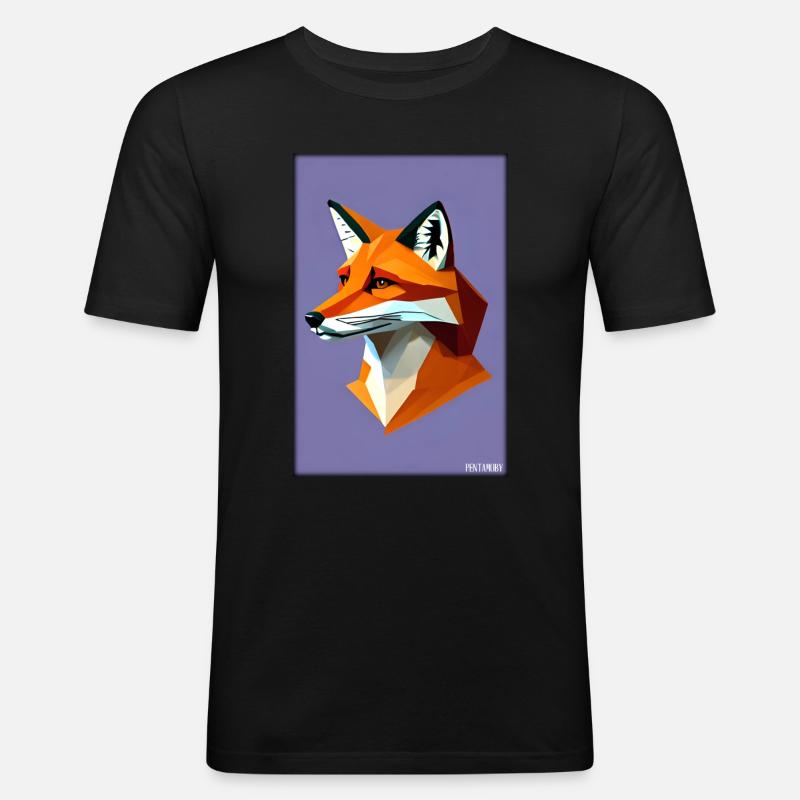 Fuchs Polygon Waldbewohner Waldtier Wildnis Tier - Männer Slim Fit T-Shirt - Schwarz