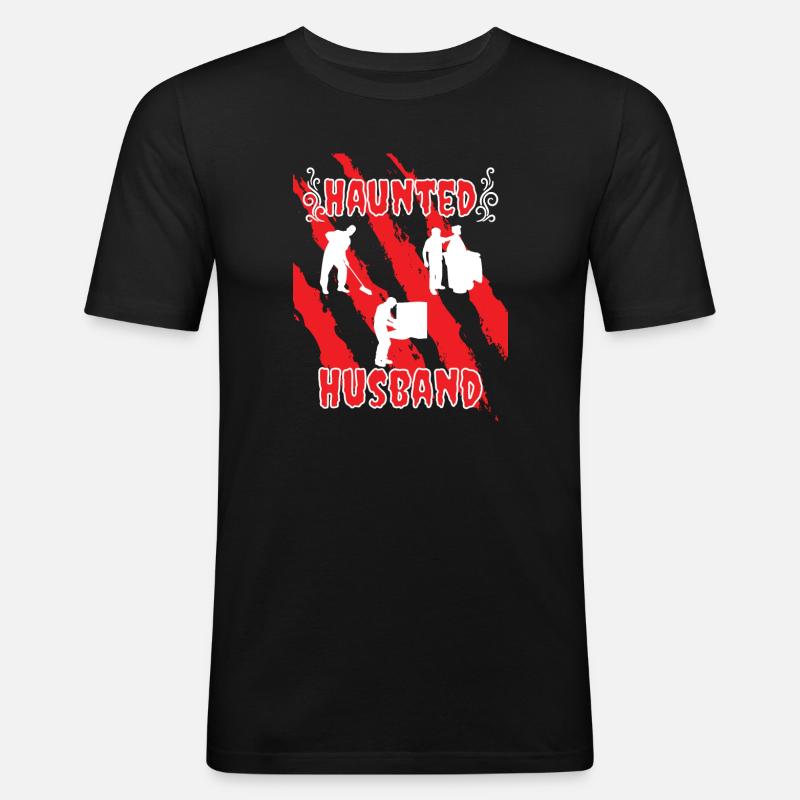 Husband Haunted - Männer Slim Fit T-Shirt - Schwarz