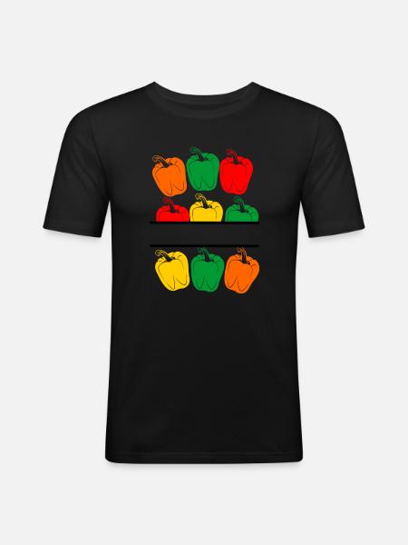 Vierfarbiges Peppers-Namensbanner - Männer Slim Fit T-Shirt - Schwarz