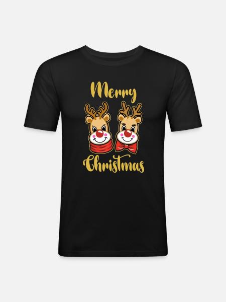 Merry Christmas - Männer Slim Fit T-Shirt - Schwarz