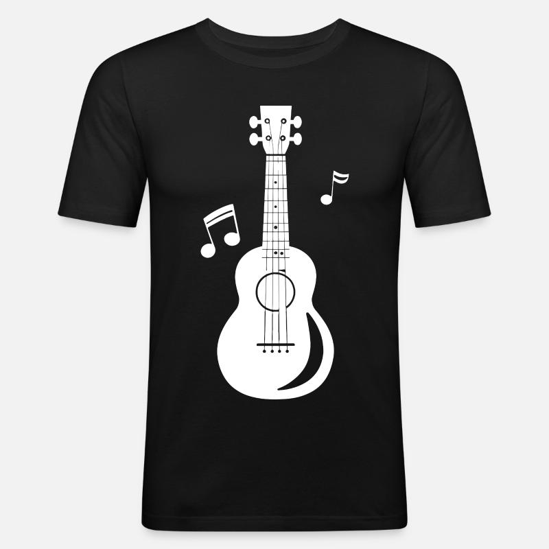 Ukulele Grafik - Männer Slim Fit T-Shirt - Schwarz
