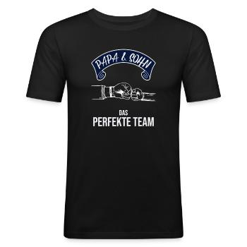 Papa & Sohn Das Perfekte Team Vatertag Geburtstag - Männer Slim Fit T-Shirt - Schwarz - Vorne - Nik (191cm)