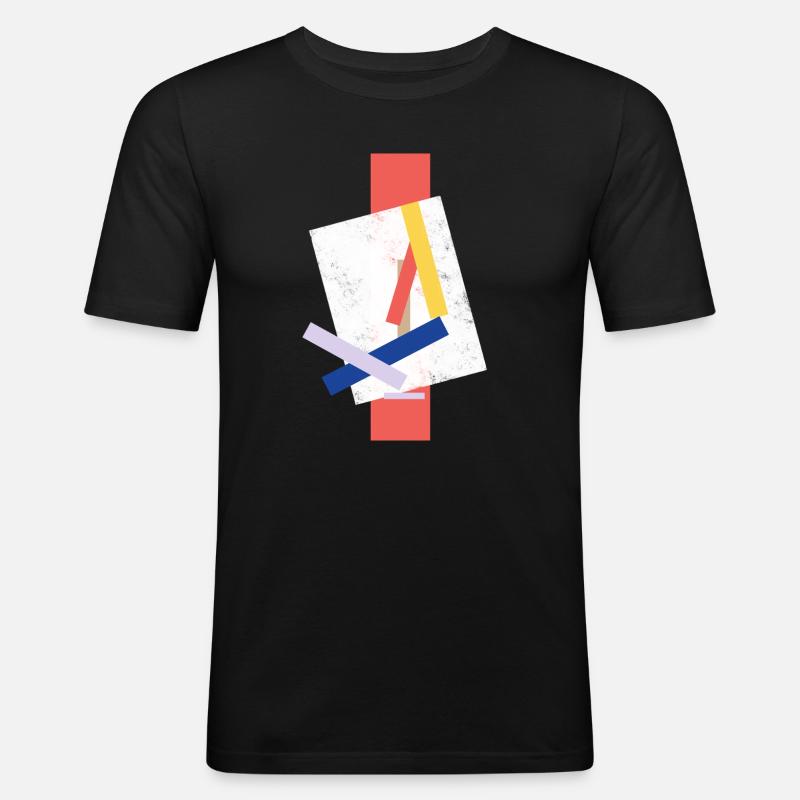 Abstrakte Farbblock Muster verzerrtes Gesicht - Männer Slim Fit T-Shirt - Schwarz