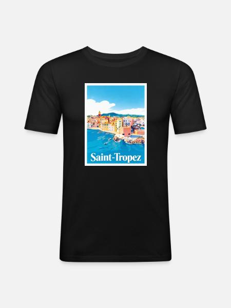 Saint-Tropez Côte d'Azur - Men's Slim Fit T-Shirt - black