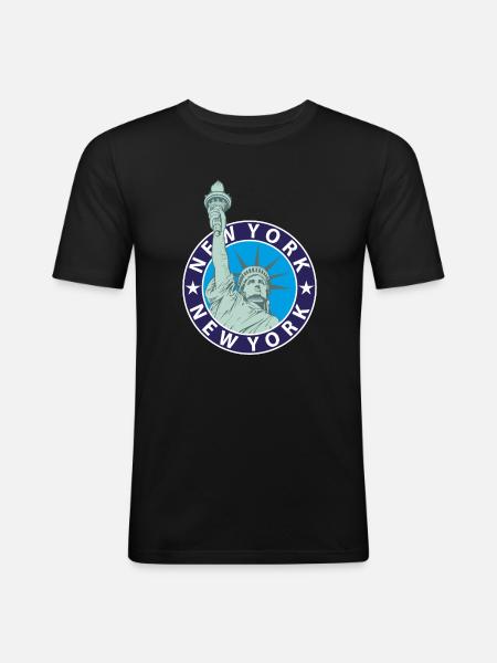 New York Freiheitsstatue - Männer Slim Fit T-Shirt - Schwarz