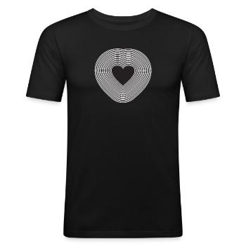 black heart lines design - Men's Slim Fit T-Shirt - black - Front - Nik (191cm)