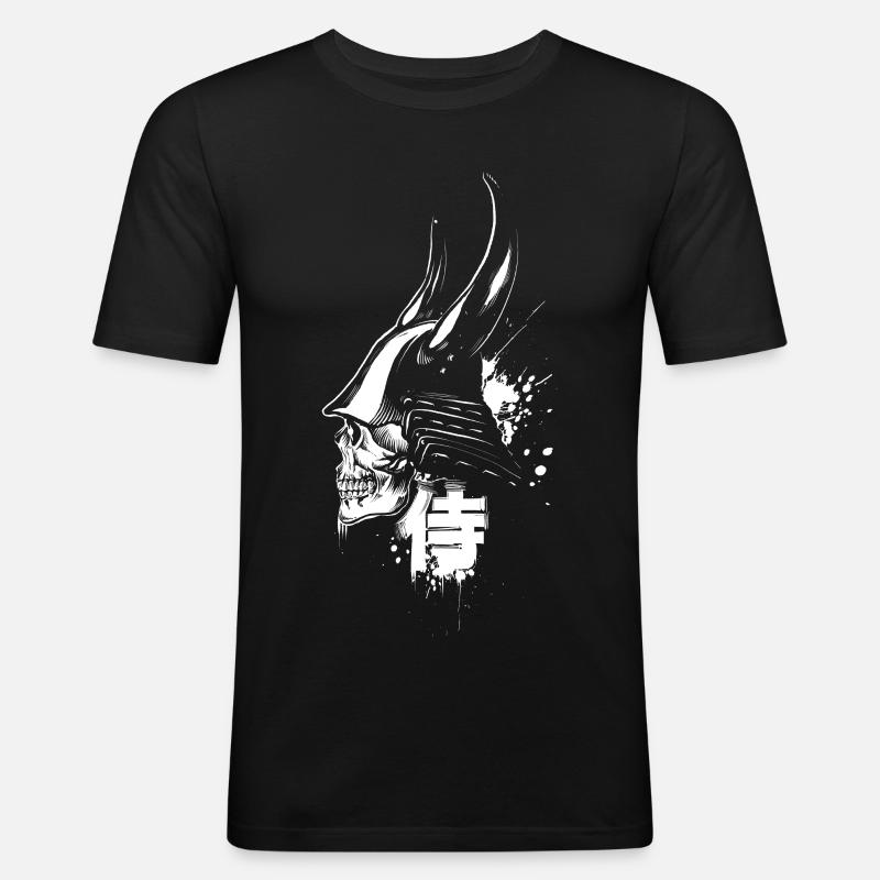 Samurai - Männer Slim Fit T-Shirt - Schwarz