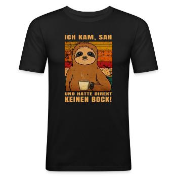Ich Kam Sah Und Hatte Direkt Keinen Bock! - Männer Slim Fit T-Shirt - Schwarz - Vorne - Nik (191cm)