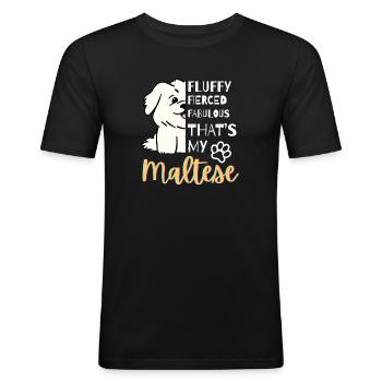 Loving My Maltais - Cute Fluffy Dog Design - T-shirt près du corps Homme - noir - Devant - Nik (191cm)
